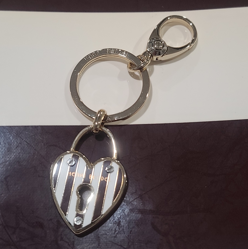 ❤FIRM Henri Bendel Heart Striped Keychain Charm